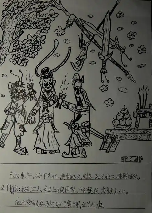 7岁果果的第一部绘画作品——三国演义之三顾茅庐 - fishy - 火鸟的