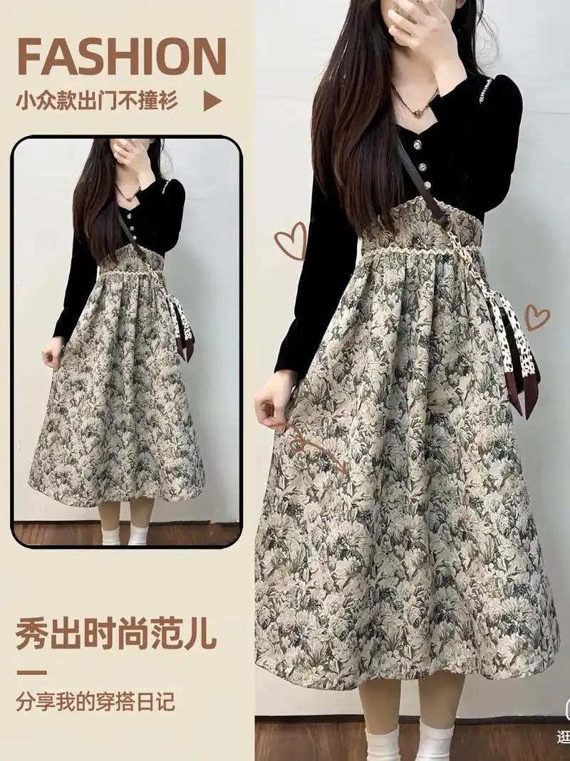 我的大码法式碎花连衣裙太美啦!