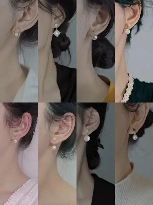 显瘦高级简约珍珠气质耳环78搭配小能手