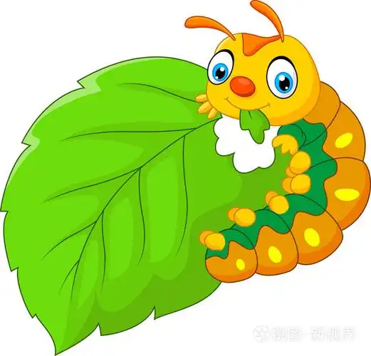 ccartoon只毛毛虫正在吃叶子