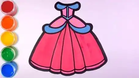 教孩子画裙子并涂色