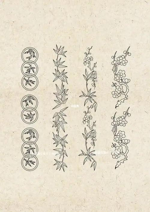 国风元素梅竹花边纹样