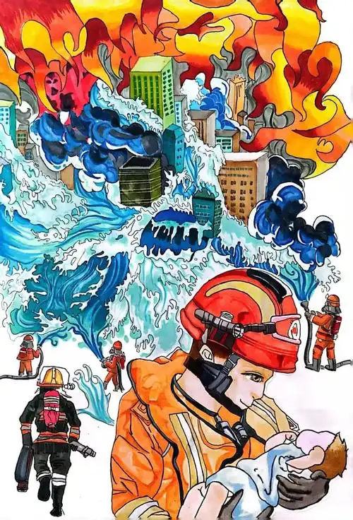 "想象力大爆炸·童心绘"——湖里大队圆满完成"小小消防员"绘画作文
