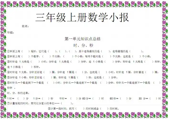 三年级上册数学小报.pdf 6页