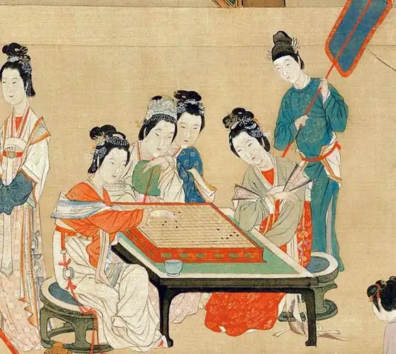 古画#明仇英《汉宫春晓图》,古代重彩仕女图第一长卷,此为局部放大图