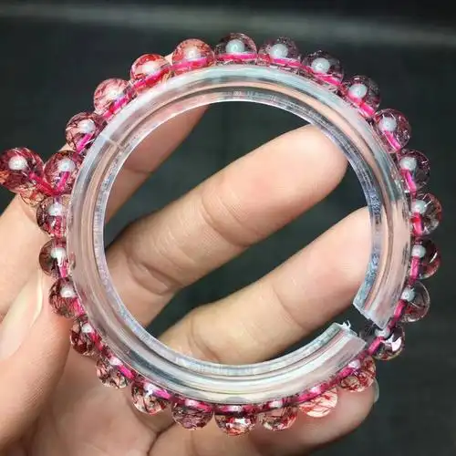 金鱼片彼岸花红超七手链,直径7毫米,重12.3克.#天然水晶