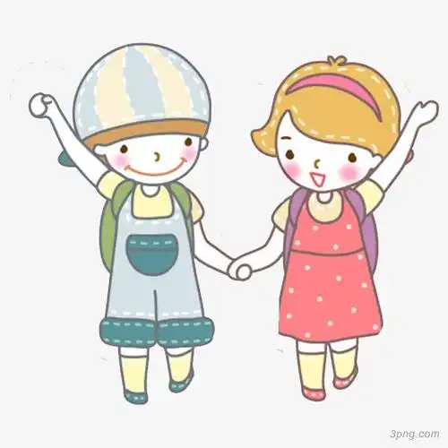 手拉手的孩子png素材透明免抠图片-卡通手绘