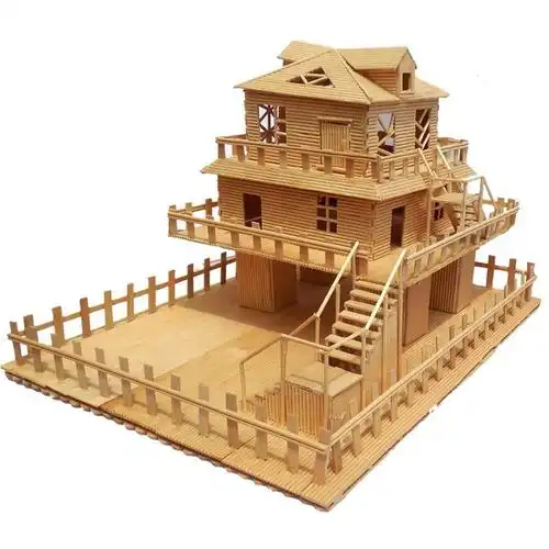 热销木棒手工diy建筑模型房子