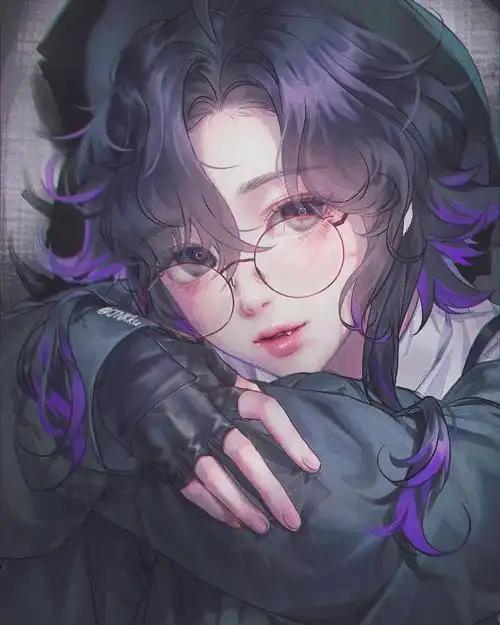 病娇风格的韩系二次元动漫人物插画画面氛围感温柔且美好