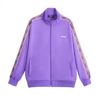 串标运动套装韩国潮牌iu李知恩同款私服休闲套装男女同款 外套-紫色