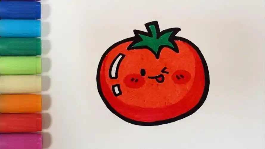 儿歌多多儿童简笔画,番茄,宝宝一起来画营养美味的大番茄