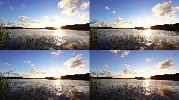 唯美湖面日落快镜头