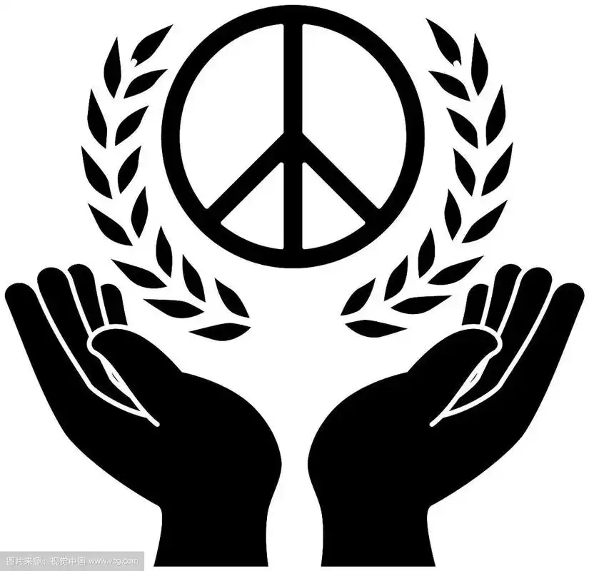 双手是保护人类的和平和爱的象征