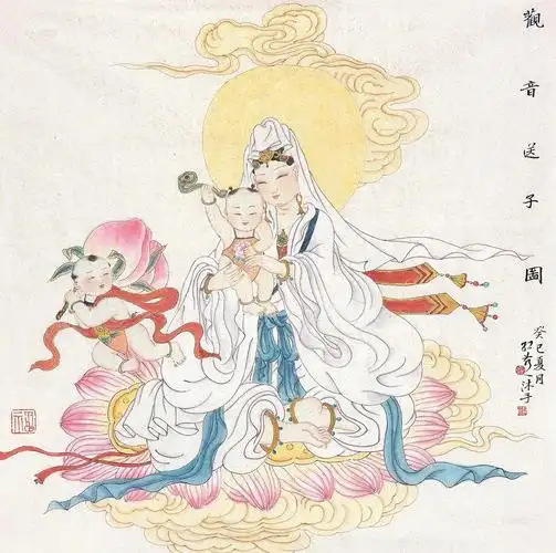 0701 2013年作 观音送子图 镜片 设色纸本