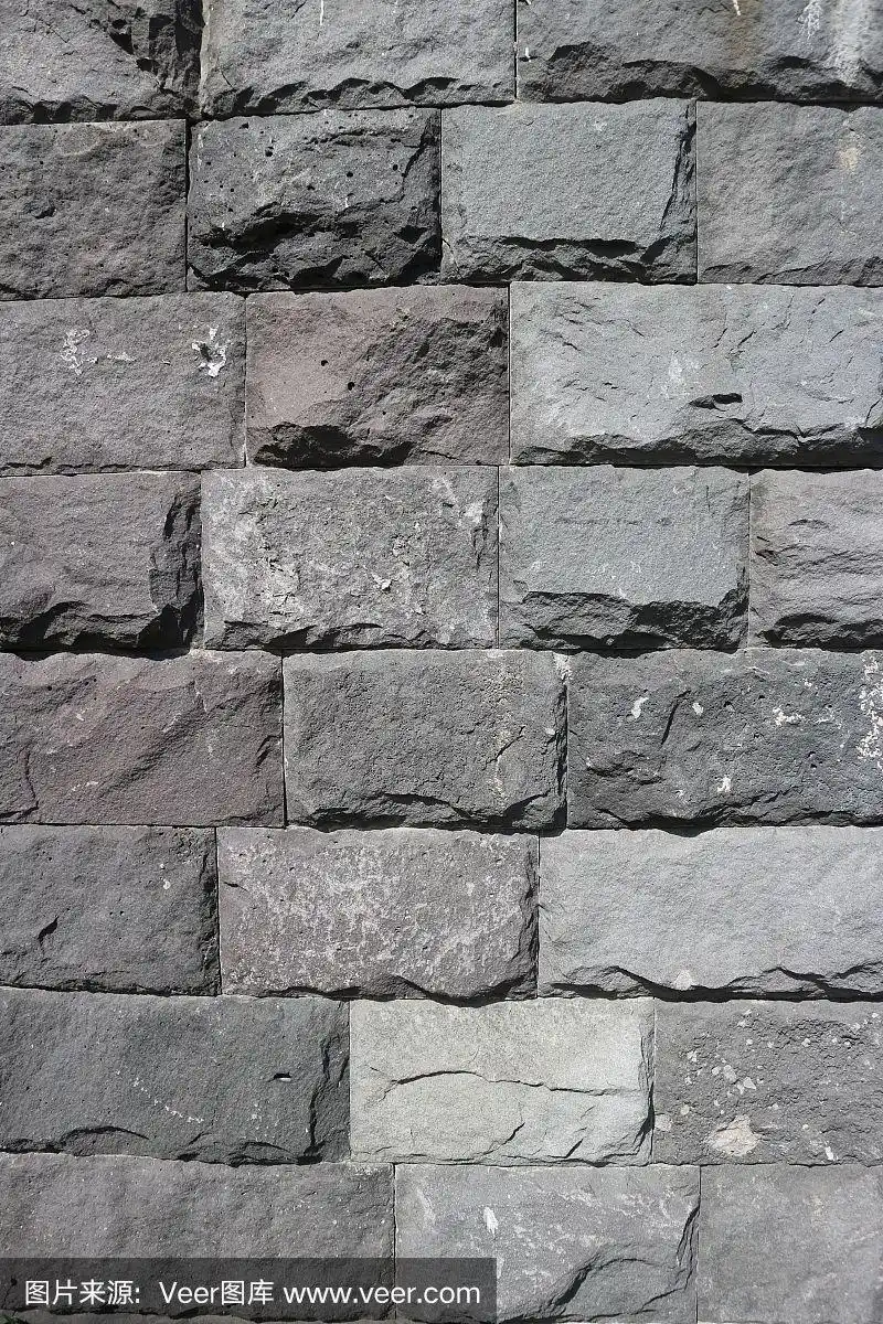 毛石灰色矩形石墙,毛石制品.