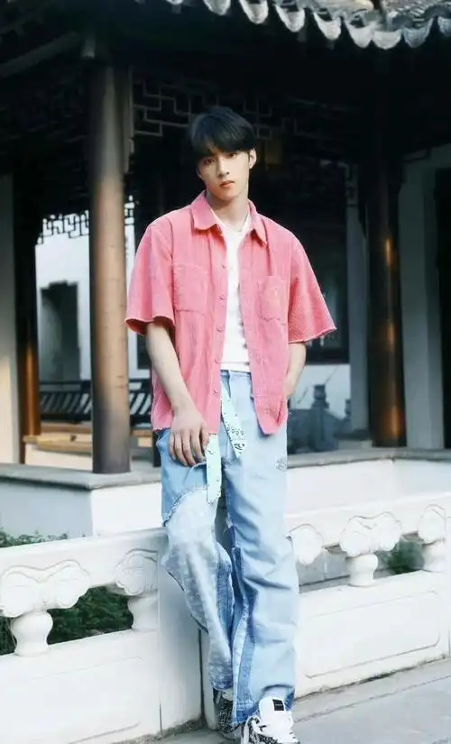 刘耀文粉色衬衫四宫格