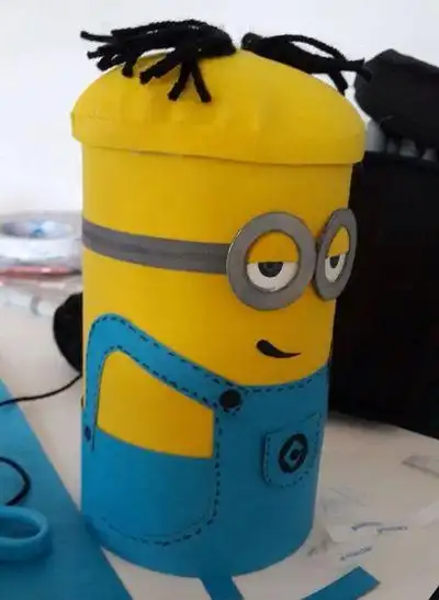 用八宝粥罐子做小黄人储物罐教程 - 废物利用手工diy小制作 - 51费宝