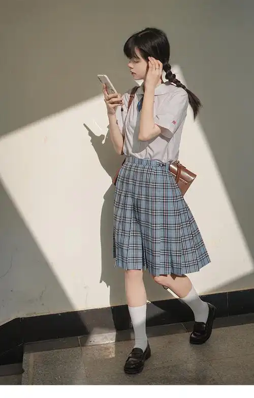 jk制服裙小蓝jk格子裙学生高腰百褶短裙夏女 小蓝39cm xs【图片 价格