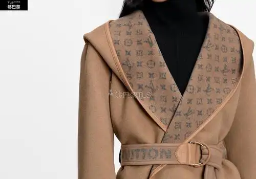 【包邮包税】 lv路易威登 21年春夏 女士 大衣 系带围裹式短大衣 1a91