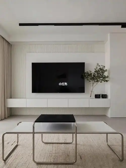 小户型奶油风电视背景墙,简约又百搭