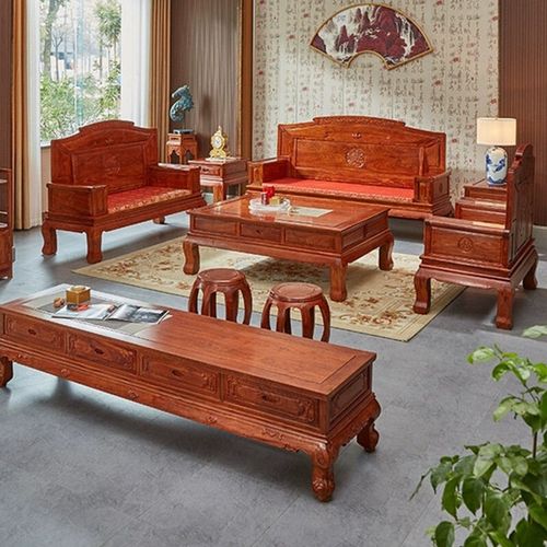 韵巷红木家具非洲花梨(学名:刺猬紫檀)红木沙发 中式实木凤冠沙发