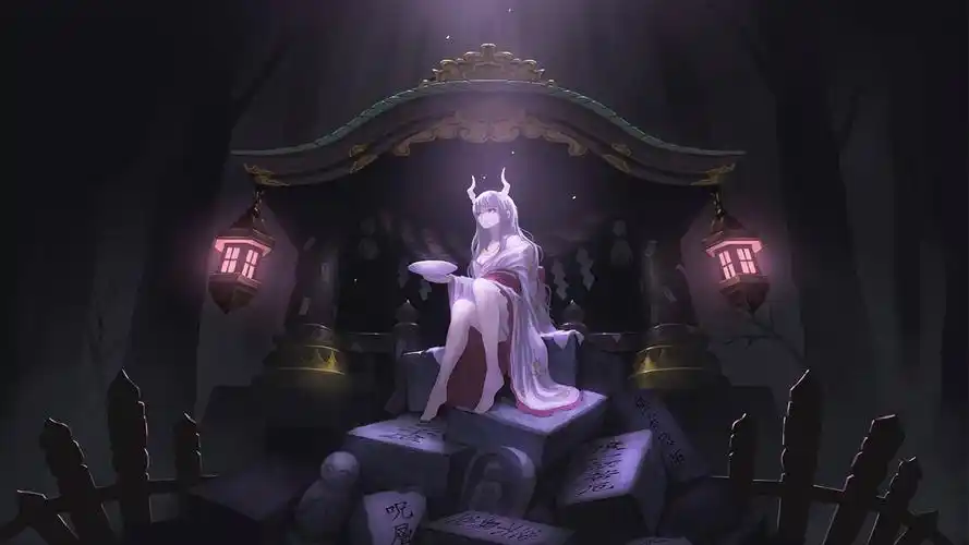 邪魅暗黑的二次元少女卡通壁纸,阴郁而冷艳