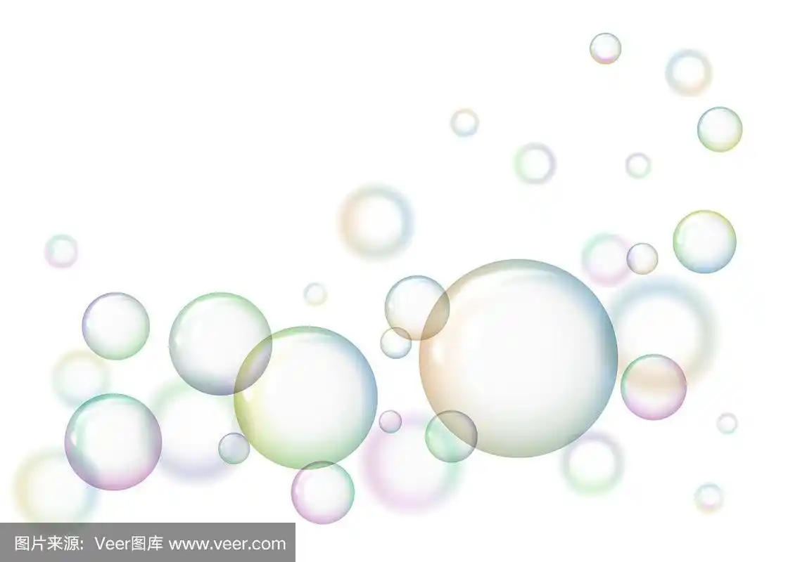 白色背景上的圆形肥皂泡