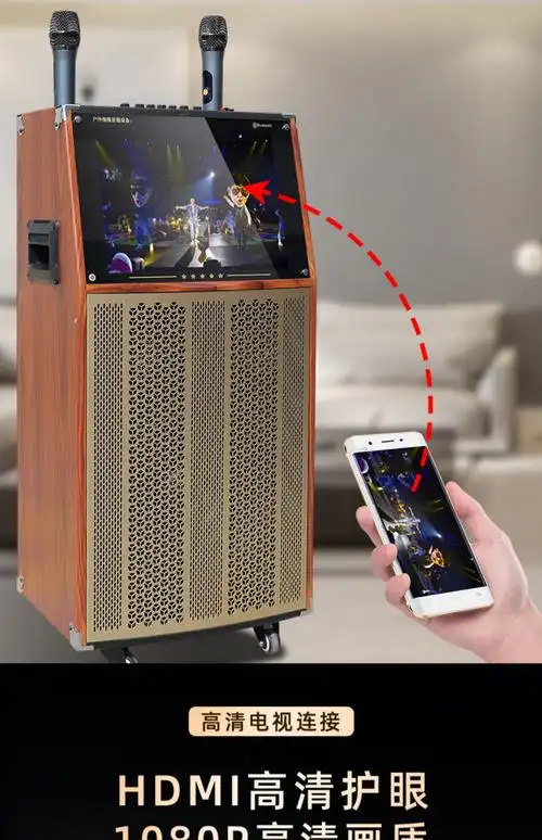 先科广场舞音响带显示屏幕拉杆户外演出无线话筒跳舞k歌一体机19寸