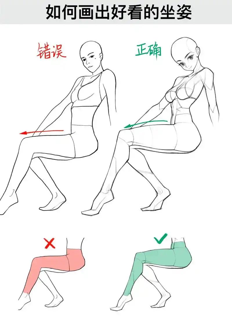 如何画出好看的坐姿.#人体结构 #绘画教程 #板绘 #二次元 - 抖音