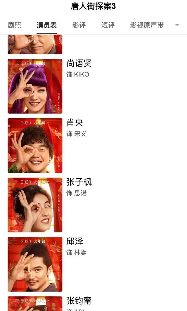 而在《唐人街探案3》的演员表中,惊奇的发现了一个熟悉的人.