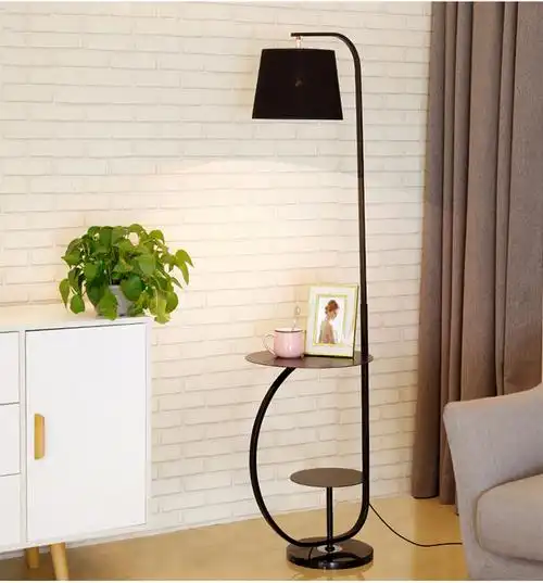 落地灯客厅沙发卧室书房床头北欧创意立式置物架茶几轻奢落地台灯