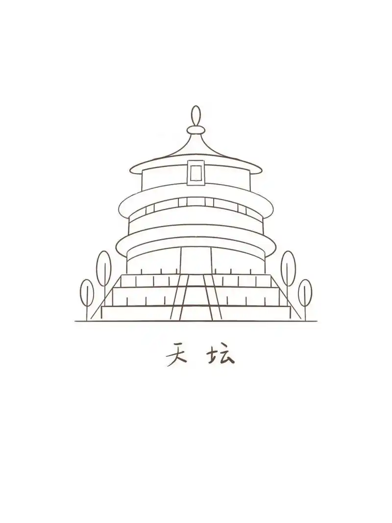 简笔画教程3|中国著名建筑简笔画 中国著名建筑简笔画,北京天安门