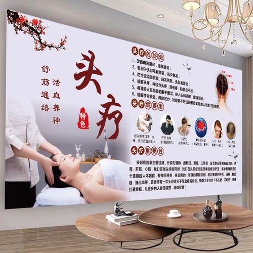 头疗海报头部保养图片宣传画头道汤广告图养生馆壁画头疗馆装饰画