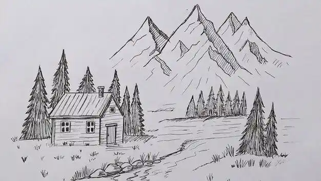 素描简笔画风景图片 初学者素描风景图片(2)