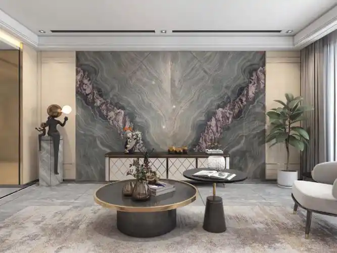 双拼奢石背景墙效果图