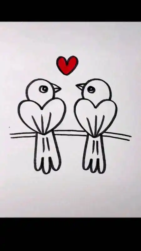 简笔画#爱心小鸟,一起画画吧,真的是特别好看,也特别简单78-度惺佑