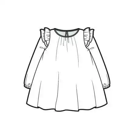 儿童装设计素材儿童连衣裙款式图ai矢量图女童长裙款式