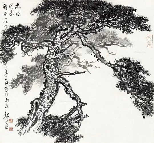 1042 松树 镜片 水墨纸本