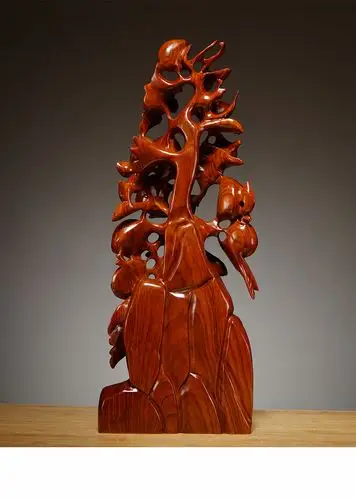 花梨实木雕刻五福临门根雕摆件吉祥家居装饰品红木工艺品乔迁礼品