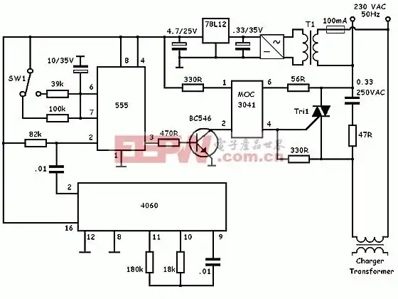 铅酸电池脉冲充电器电路图
