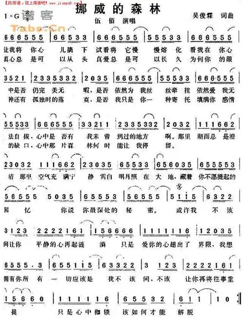 《挪威的森林》简谱