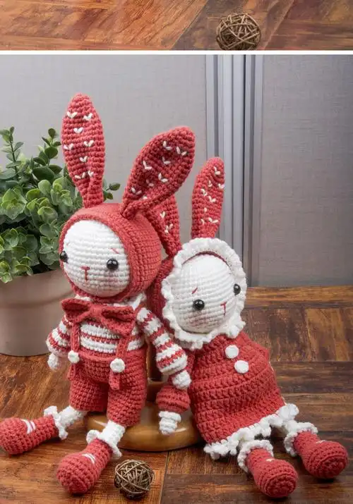 diy手工兔子制作毛线编织玩偶视频材料包钩针牛奶棉线勾织娃娃 【简约