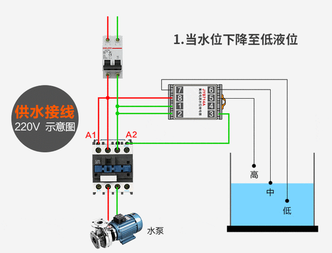 液位继电器的接线方法4张动态演示小白都能看懂的实物接线