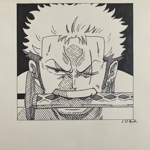 海贼王手绘  #索隆  #手绘  #黑白手绘