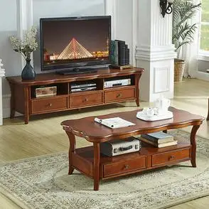 美式实木电视柜茶几组合现代简约小户型储物轻奢地柜客厅电视机柜