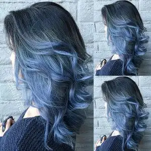 同款渐变发色蓝色挑染银灰女团彩色长直发10美宿假发女长发网红渐变