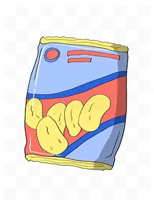 小吃rgb颜色图标薯片手绘素材袋装桶装薯片卡通