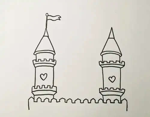 爱心城堡简笔画教程视频