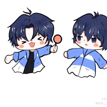 伪装学渣朝俞谢俞q版同人绘画作品