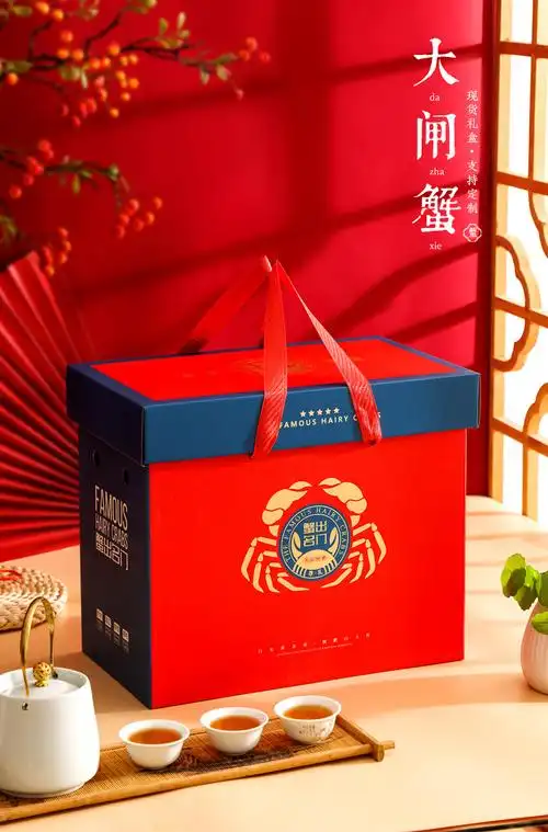 阳澄湖大闸蟹礼盒包装盒空盒酒店通用手提龙虾海鲜螃蟹礼品盒定制